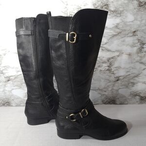 Naturalizer Juletta Women's Leather Boots‎ Black Size 9.5 M Pebbled Leather
